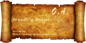 Ország Anina névjegykártya